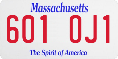MA license plate 601OJ1
