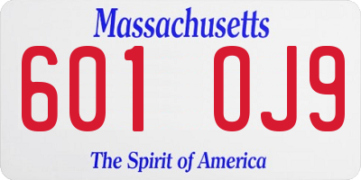 MA license plate 601OJ9