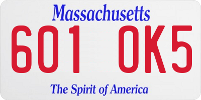 MA license plate 601OK5