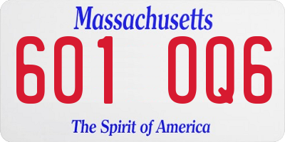 MA license plate 601OQ6