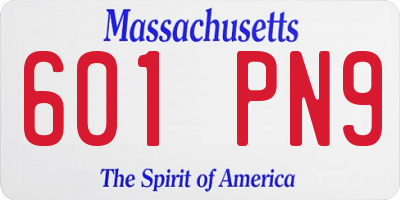 MA license plate 601PN9