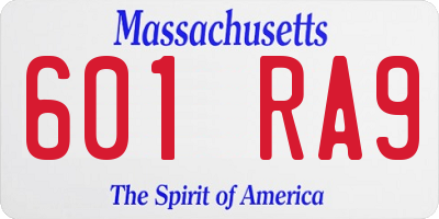 MA license plate 601RA9