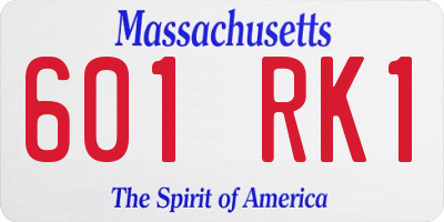 MA license plate 601RK1