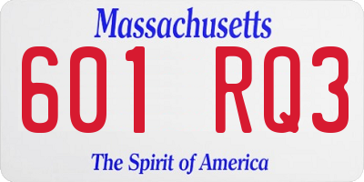 MA license plate 601RQ3