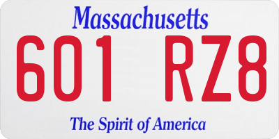 MA license plate 601RZ8