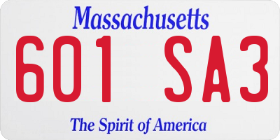 MA license plate 601SA3