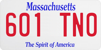 MA license plate 601TN0