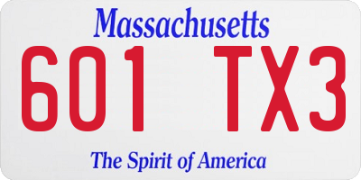 MA license plate 601TX3
