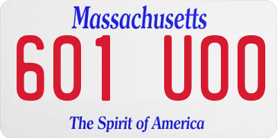 MA license plate 601UO0