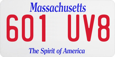 MA license plate 601UV8