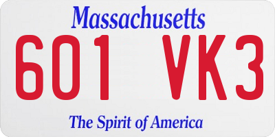 MA license plate 601VK3