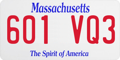 MA license plate 601VQ3