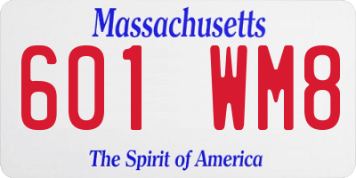 MA license plate 601WM8