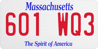 MA license plate 601WQ3