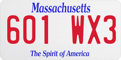 MA license plate 601WX3