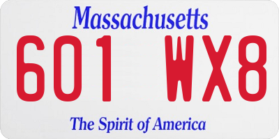MA license plate 601WX8