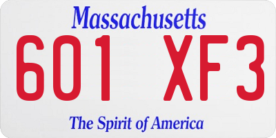 MA license plate 601XF3