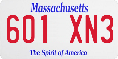 MA license plate 601XN3