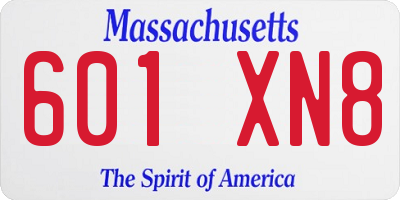 MA license plate 601XN8