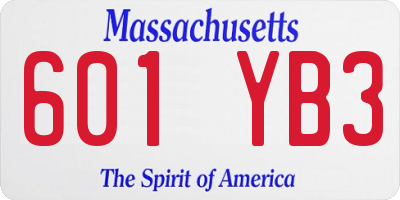 MA license plate 601YB3