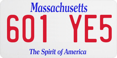 MA license plate 601YE5