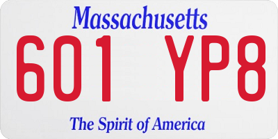 MA license plate 601YP8