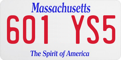MA license plate 601YS5