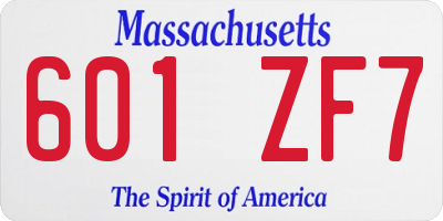 MA license plate 601ZF7