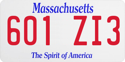 MA license plate 601ZI3