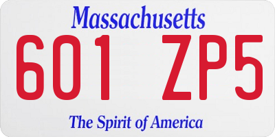 MA license plate 601ZP5