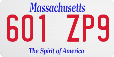 MA license plate 601ZP9