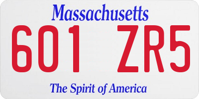 MA license plate 601ZR5