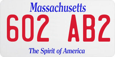 MA license plate 602AB2