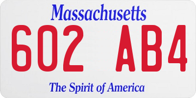 MA license plate 602AB4