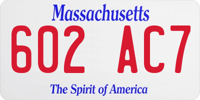 MA license plate 602AC7