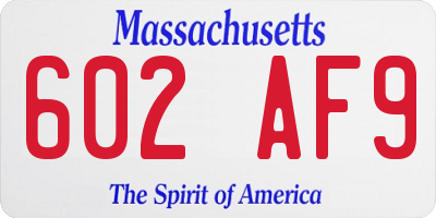 MA license plate 602AF9