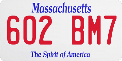 MA license plate 602BM7