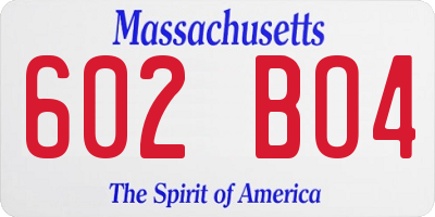 MA license plate 602BO4