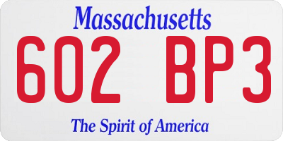 MA license plate 602BP3