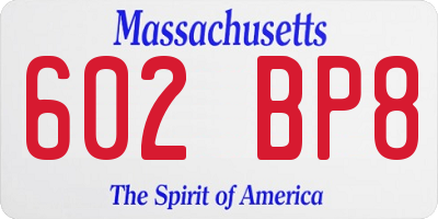 MA license plate 602BP8