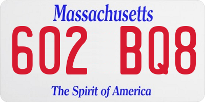 MA license plate 602BQ8