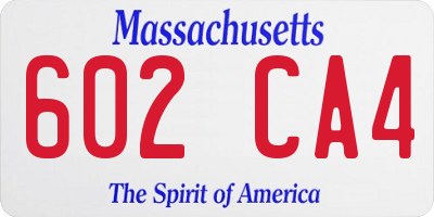 MA license plate 602CA4