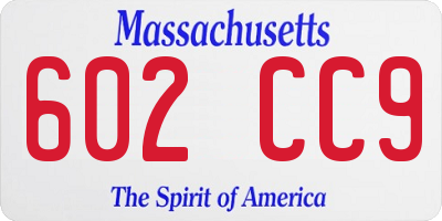 MA license plate 602CC9