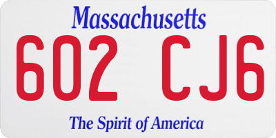MA license plate 602CJ6