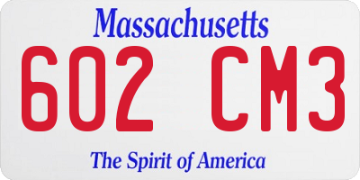 MA license plate 602CM3