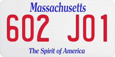 MA license plate 602JO1