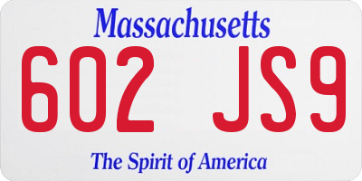 MA license plate 602JS9