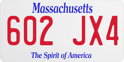 MA license plate 602JX4