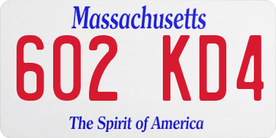 MA license plate 602KD4