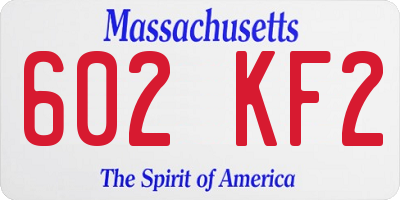 MA license plate 602KF2